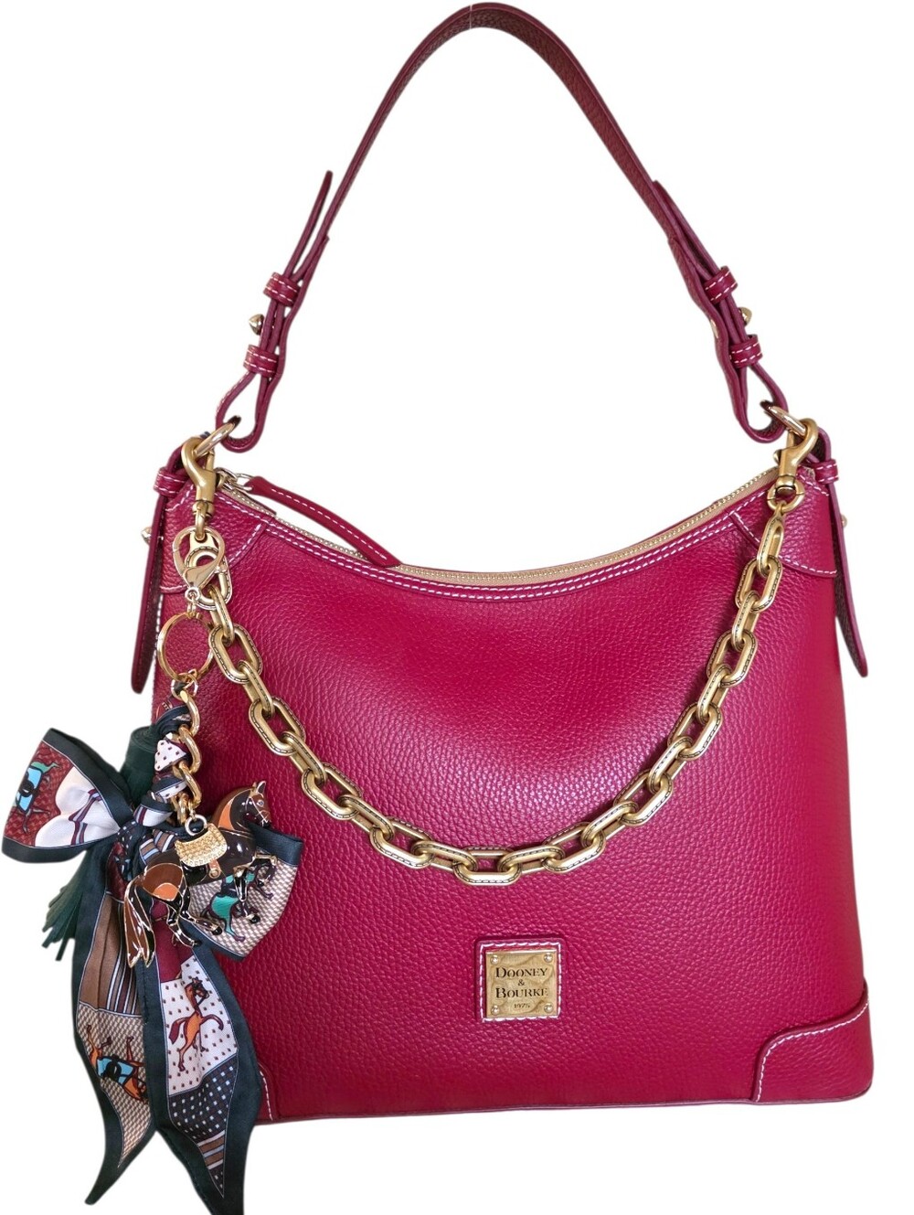 Dooney & Bourke Red Lucca Leather Hobo Bag NEW Cranberry Shoulder Handbag Purse